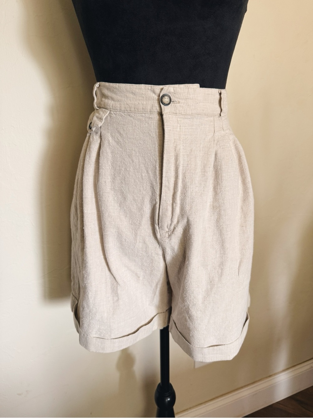 RAFAEL High-Waist Pleated Gingham Shorts